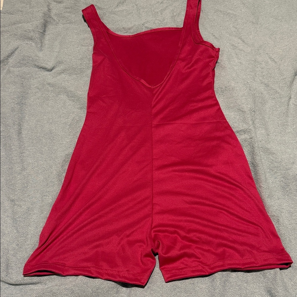 Women's Red and black Sleeveless Romper